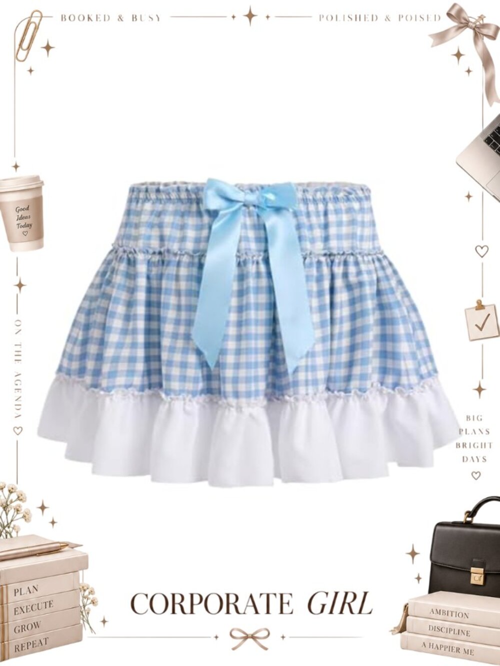 Gingham Pleated Ruffle A-Line Mini Skirt Lace Hem Cosplay Costume